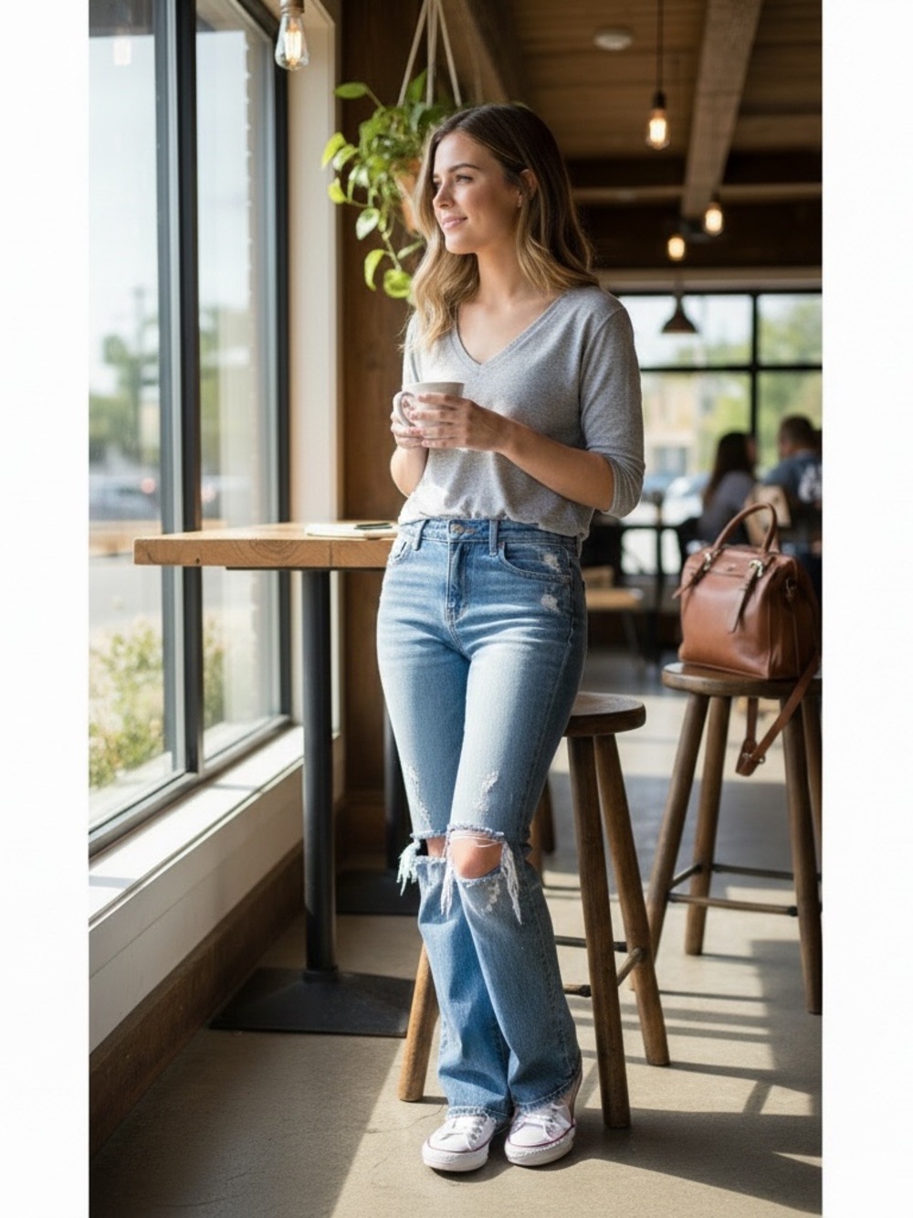 Abercrombie & Fitch Light Blue Distressed Boot Cut Jeans